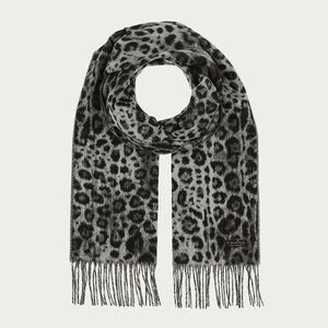 V. FRAAS Cashmink Scarf with Leo Design in Gray (NWT)